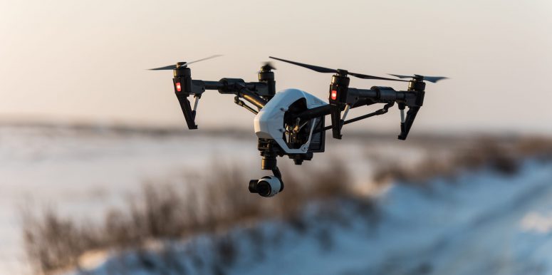 A shot of a drone mid flight